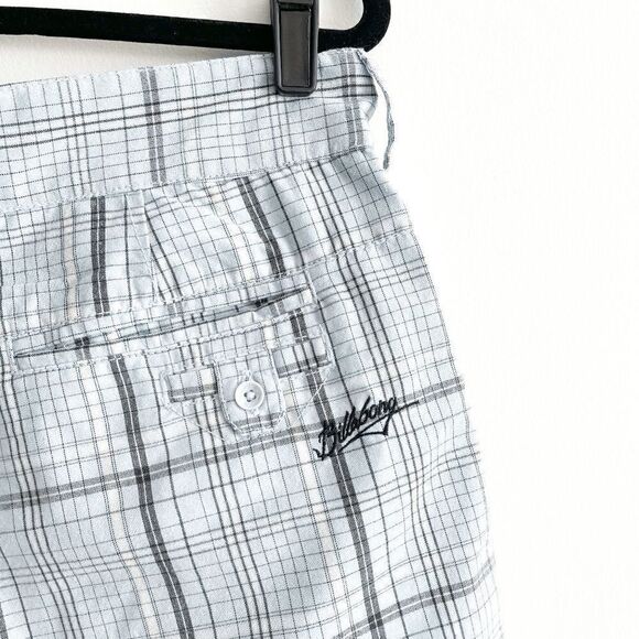 Billabong Mens Shorts Casual Plaid Zipper Front Light Blue Size 36 - Picture 3 of 9